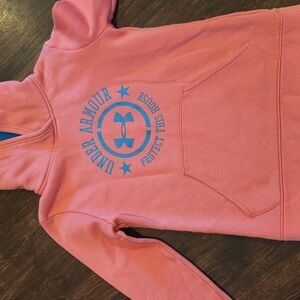 Under Armour Pink Hoodie with Blue Logo
